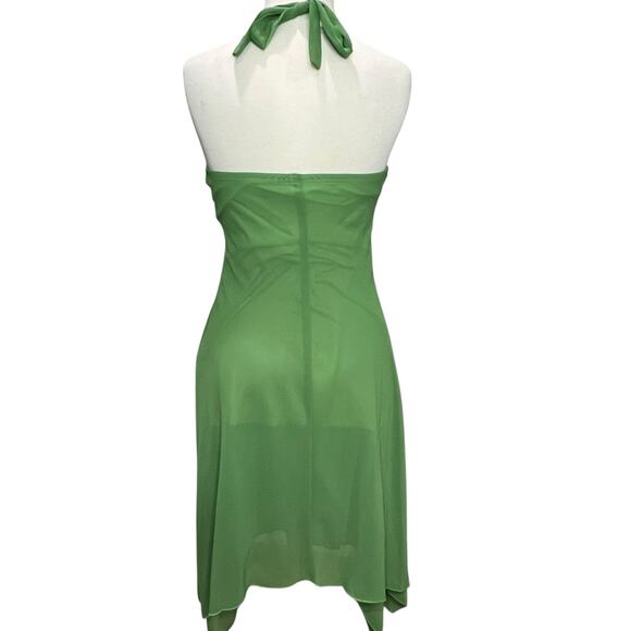 Trixxi Y2K Halter Dress Size XS Green Asymmetrical Hem Forest Fairy Whimsical - Picture 5 of 14